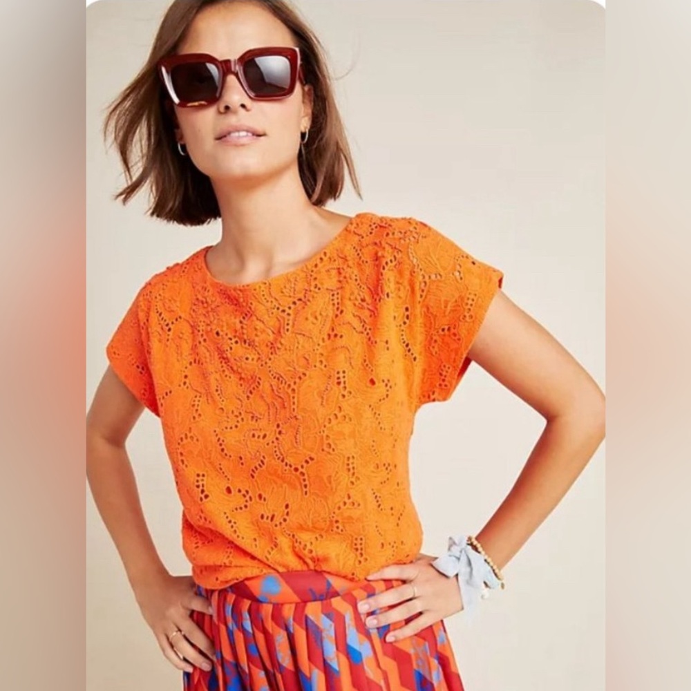 Maeve Anthropologie Karina Beaded Lace Top